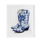 Stupell Industries Blue Chinoiserie Cowboy Boots Framed Print Under Glass, design by Heidi Kuntz
